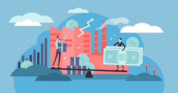 地方经济微观经济学向量例证.扁平的小地方商人的概念照片