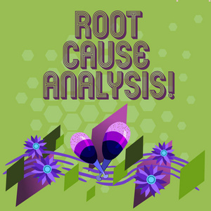 显示根本原因分析的文本符号。用于识别原因的概念照片方法 五颜六色的乐器马拉卡斯手工花和曲线音乐剧工作人员