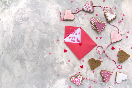 s day with a hearts, cookies in the shape of a heart, Icing, Red