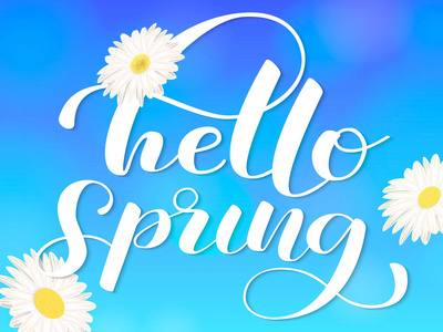 你好, 弹簧刷字.向量例证照片