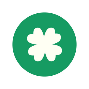 s Day. Green clover leaf flat icon.