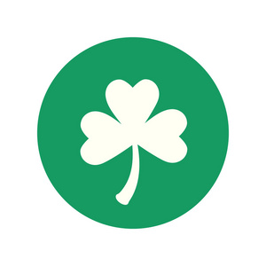 s Day. Green clover leaf flat icon.