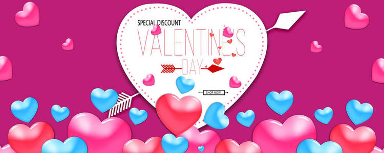 s day promotion banner template with Heart shapes