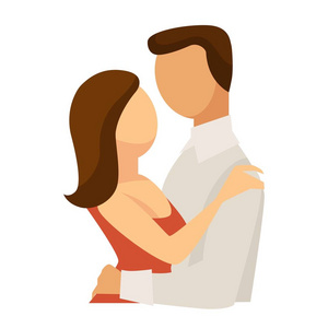 拥抱矢量女孩穿衣服和男人穿衬衫的关系跳舞慢舞的手在腰部感情情人节