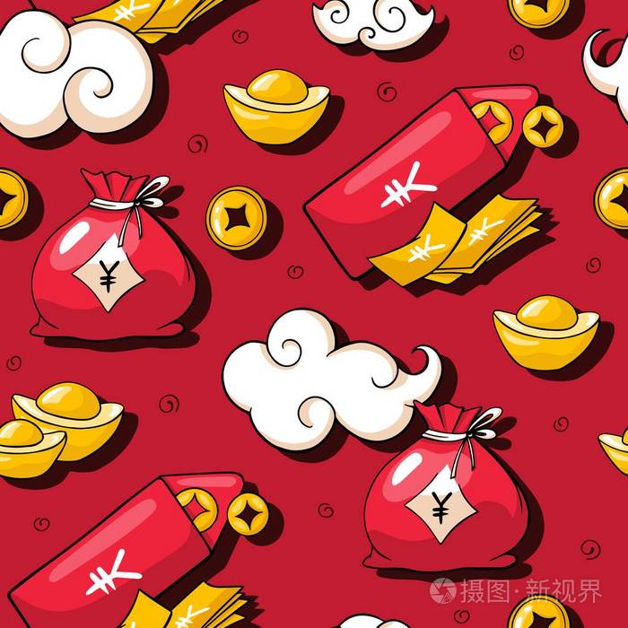 无缝图案的涂鸦风格与财富符号.