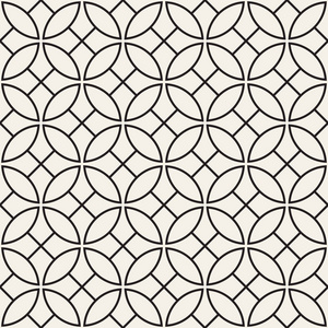 矢量无缝图案。 重复抽象的背景。 黑白几何晶格设计。 薄圆线瓷砖装饰品。 现代时尚的纹理。