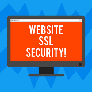 显示网站 ssl 安全的文本符号。web 服务器和浏览器空白计算机桌面监视器颜色屏幕之间的概念照片加密链接安装在进度栏上