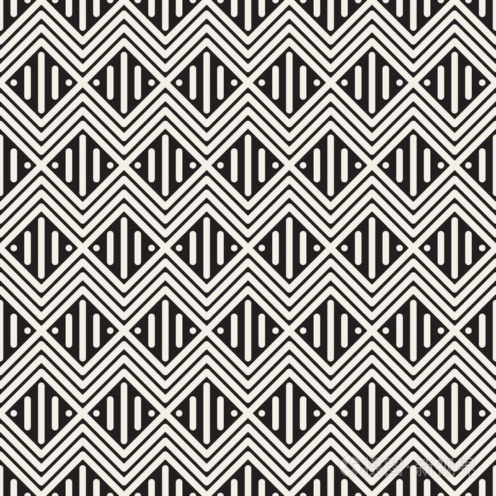 矢量无缝晶格图案. 几何字形线条装饰. 单色条纹线性背景设计.