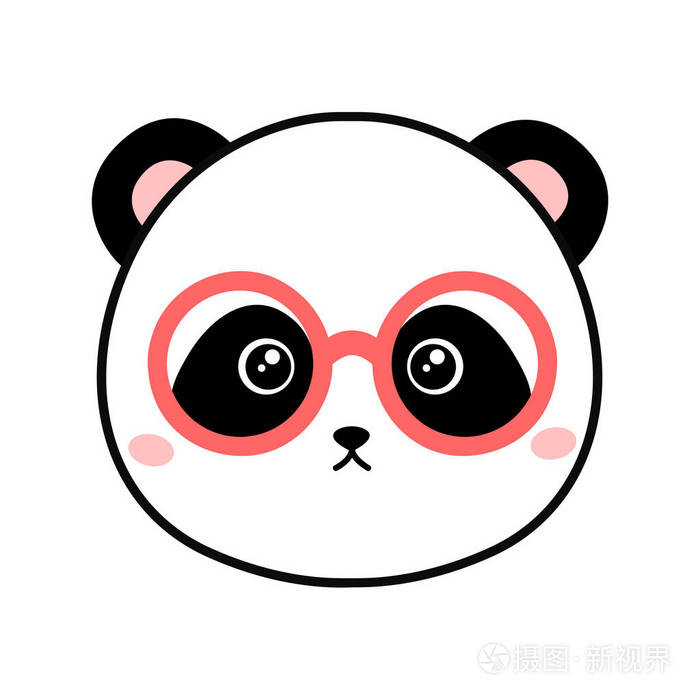 带眼镜的卡通熊猫矢量图