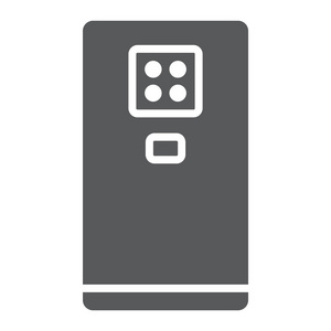 智能手机与四个相机字形图标, 小工具和通信, 手机符号, 矢量图形, 在白色背景上的固体图案