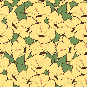 芙蓉花的无缝图案。 花的背景。 矢量插图