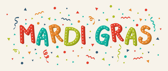  celebrate. Colorful text with serpentines and confetti. Vector