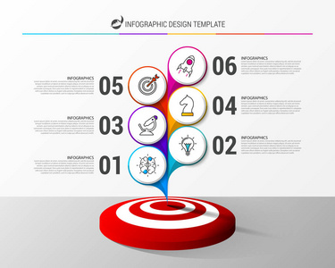信息设计模板。 创意概念有6个步骤。 可用于工作流布局图横幅Web设计。 矢量插图