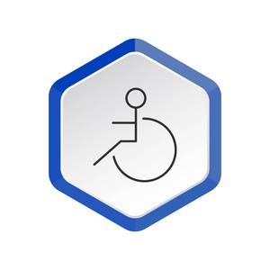 残疾人轮椅简单图标轮廓矢量插图