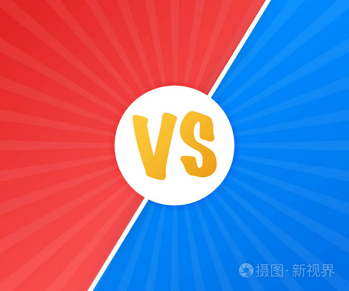 vs对蓝色和红色的漫画设计战斗横幅比赛与信件比赛对抗向量例证