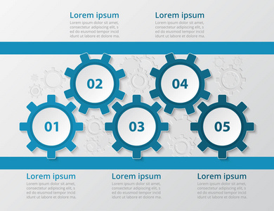 一步的信息图表。 具有5个数字的模板可用于工作流布局图图表编号选项Web设计业务演示培训。