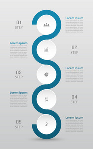 一步的信息图表。 具有5个数字的模板可用于工作流布局图图表编号选项Web设计业务演示培训。