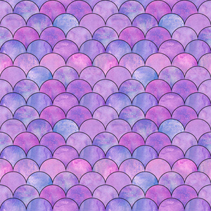 水彩手绘明亮的彩色背景与黑色轮廓. 水彩鳞片形状的纹理.