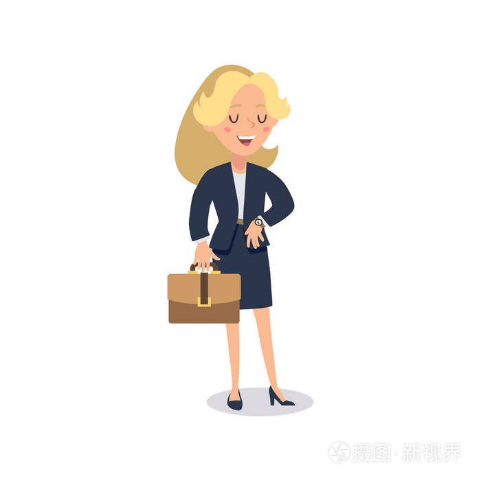 女商人的角色. 动画角色. 年轻女士人物建设者. 不同的女人姿势.