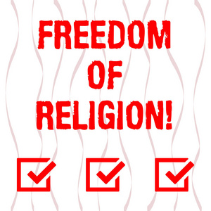 手写文本宗教自由。概念意味着在无缝重复图案照片中选择垂直弯曲丝带扭曲的腰带的宗教权利