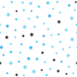浅蓝色矢量无缝背景与圣诞雪花。 闪耀的彩色插图与雪在圣诞节风格。 纺织品壁纸设计。