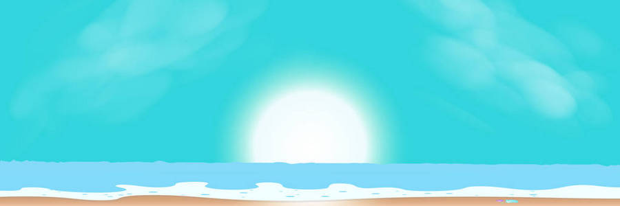 日出海天一色沙滩夏日抽象背景矢量插图长横风格