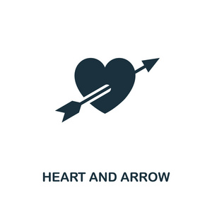 心和箭图标。高级风格的设计从情人节图标收集。像素完美的心和箭头图标, 用于网页设计, 应用程序, 软件, 打印使用