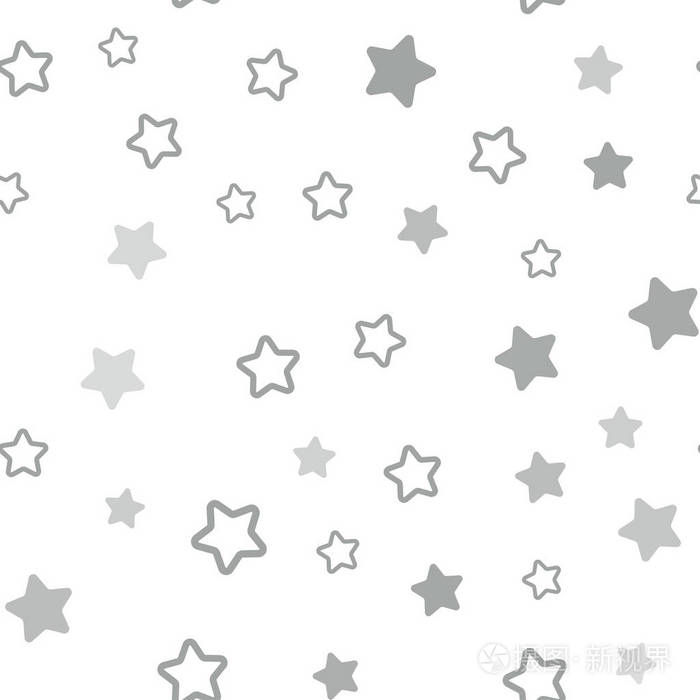 轻蓝色矢量无缝覆盖小星星和大星星。现代几何抽象插图与星星。纺织品织物壁纸的设计。