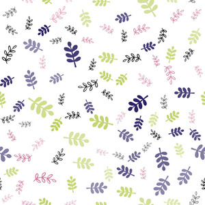 光多色矢量无缝抽象背景与树叶，树枝。折纸插图的叶子和树枝的折纸风格。纺织品织物壁纸的设计。
