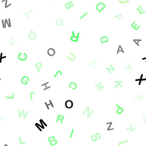 浅绿色矢量无缝图案与ABC符号。模糊的设计在简单的风格与字母的标志。图案设计面料，壁纸。