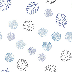 深色蓝色矢量无缝优雅模板与花，叶。折纸插图的叶子和花的折纸风格。设计为壁纸，面料制造者。