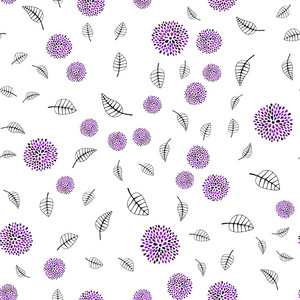 浅紫色矢量无缝优雅的壁纸与叶花。 一幅优雅明亮的插图，有叶子和花。 壁纸面料制造商的时尚设计。
