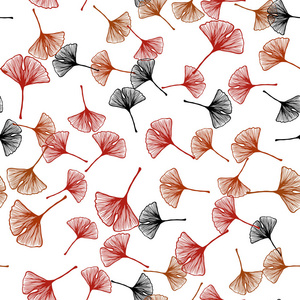 浅红色矢量无缝抽象设计与树叶。 创造性的插图，模糊的风格与叶子。 名片网站模板。