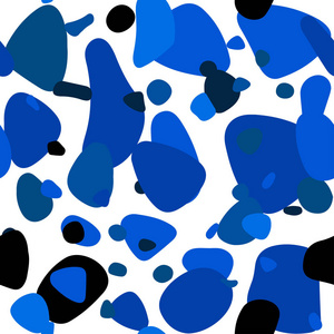 浅蓝色矢量与球体无缝图案。 现代抽象插图与彩色水滴。 纺织品壁纸设计。