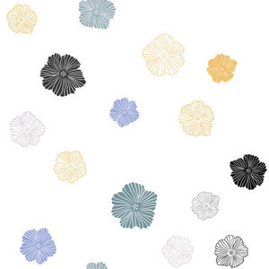 光多色矢量无缝抽象设计与花卉。全新的彩色插图与花。图案设计面料，壁纸。