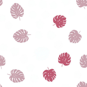 浅红色矢量无缝自然背景与花，叶..折纸插图的叶子和花的折纸风格。窗帘，窗帘的纹理。