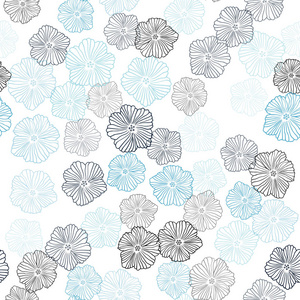 深色蓝色矢量无缝优雅的背景与花。全新的彩色插图与花。时尚面料壁纸图案。
