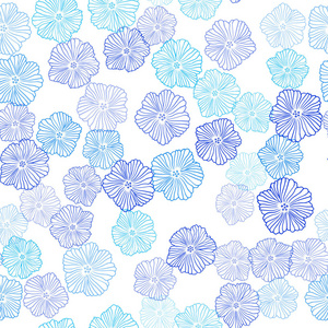 浅蓝色矢量无缝自然背景与花卉。 白色背景上花卉的装饰设计。 织物壁纸设计图案。