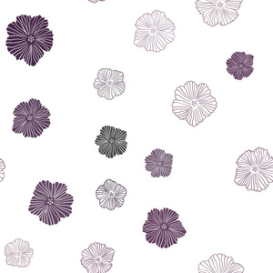深紫色矢量无缝优雅的壁纸与花。 彩色插图在涂鸦风格与花。 时尚面料壁纸的图案。