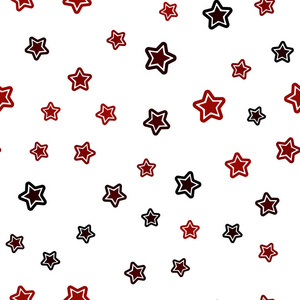 暗红色矢量无缝背景与彩色恒星。 现代几何抽象插图与恒星。 时尚面料壁纸的图案。