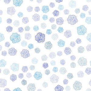 深蓝色矢量无缝抽象设计与花卉。 五颜六色的插图与花的涂鸦风格。 织物壁纸设计图案。