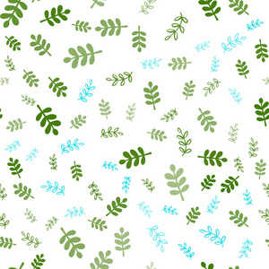 浅蓝绿色矢量无缝优雅的模板与树叶树枝。 白色背景上印度风格的装饰设计。 名片网站模板。