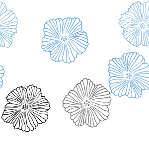 浅蓝色矢量无缝优雅图案与花。 彩色插图在涂鸦风格与花。 时尚面料壁纸的图案。