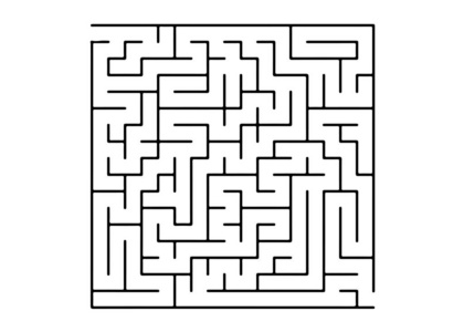 白色矢量纹理与黑色迷宫游戏。 黑白迷宫的简单风格。 做出正确选择的概念。