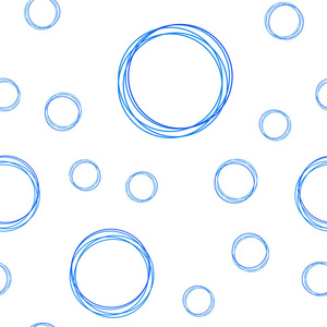 浅蓝色矢量无缝背景与气泡。 美丽的彩色插图与模糊的圆圈在自然风格。 织物壁纸设计图案。