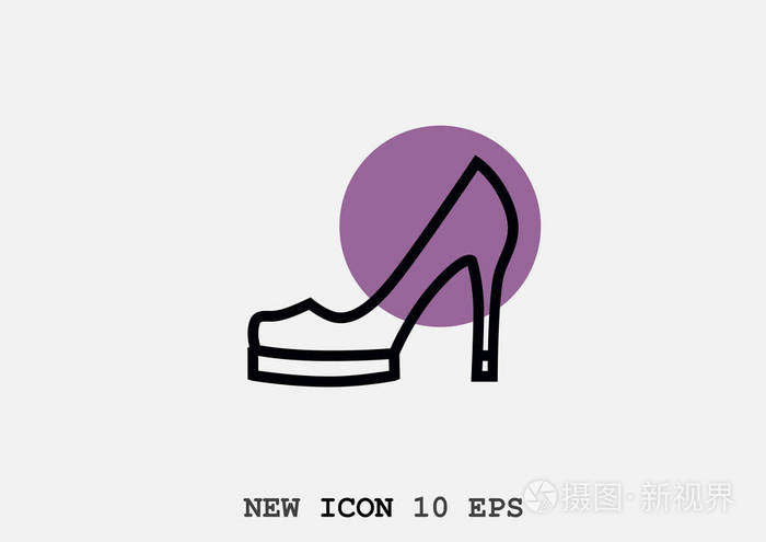 高跟鞋平底图标矢量插图