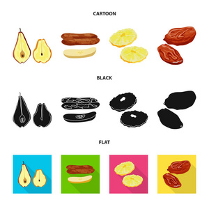 食物和生标识的独立对象。收集食品和自然载体图标的股票