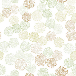 浅蓝绿色矢量无缝自然背景与花卉。 折纸风格花卉的涂鸦插图。 窗帘窗帘的纹理。