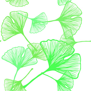 浅绿色矢量无缝优雅的模板与叶子。 新的彩色插图在涂鸦风格与叶子。 纺织品壁纸设计。