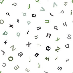 深绿色红色矢量无缝背景与字母符号。 现代几何插图与ABC英语符号。 名片网站模板。